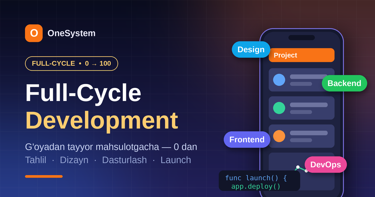 IT loyihani 0 dan to'liq ishlab chiqish — full-cycle xizmat