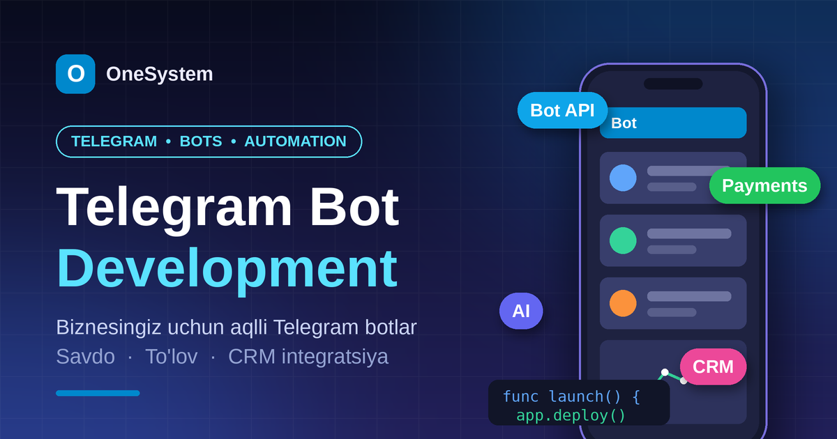 Telegram bot yaratish — biznes uchun professional botlar