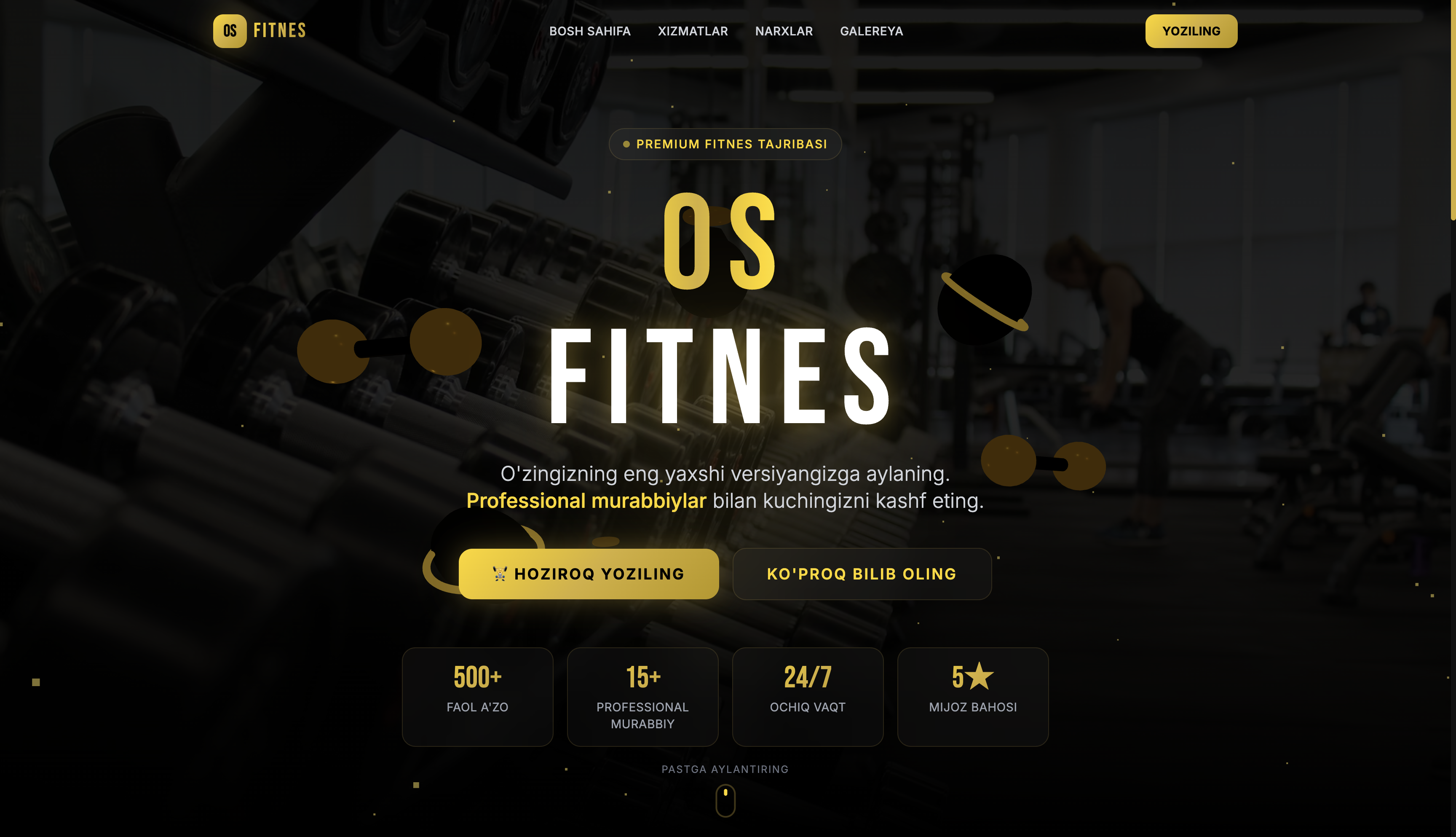 OS Fitnes — Fitnes Zali uchun Landing Page